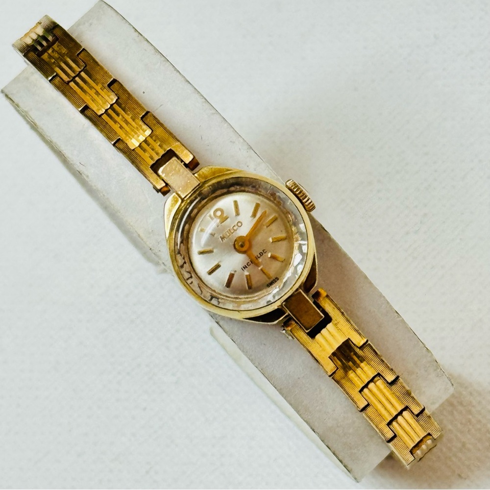 Vintage Mulco Hand Wind Women's Swiss Gold 6.5" MAX Bracelet Watch RUNS